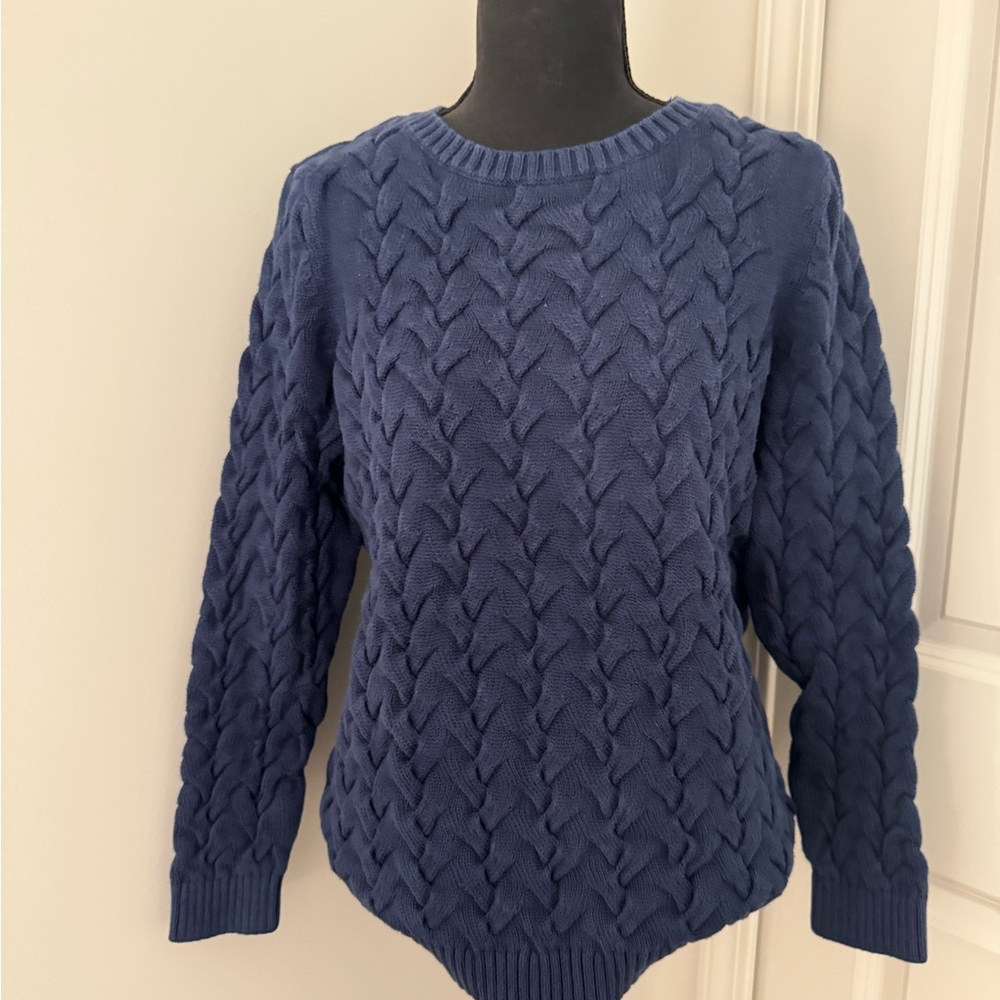 Lands’ End Women's Cable Knit Sweater - Blue